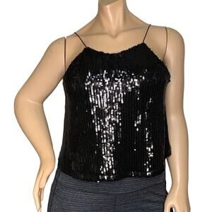 Style Rack NWT Sequins Top Sleeveless Full Lining Spaghetti Straps Size L